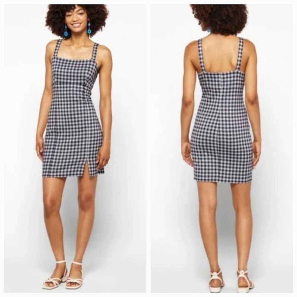NWOT The General Good Square Neck Gingham Mini Dress Womens Size Medium